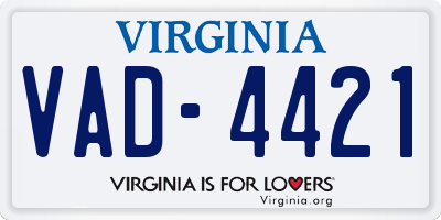 VA license plate VAD4421