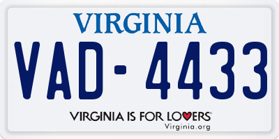 VA license plate VAD4433