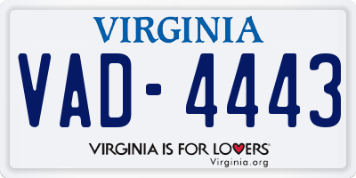 VA license plate VAD4443
