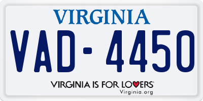 VA license plate VAD4450