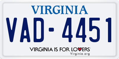 VA license plate VAD4451