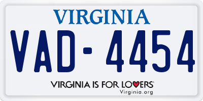 VA license plate VAD4454
