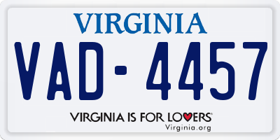 VA license plate VAD4457