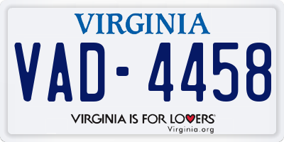 VA license plate VAD4458