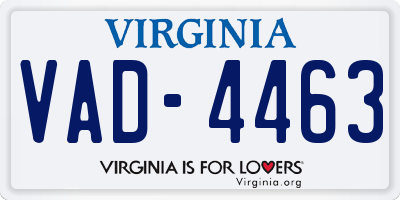 VA license plate VAD4463