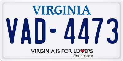 VA license plate VAD4473