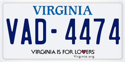 VA license plate VAD4474