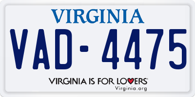 VA license plate VAD4475