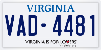 VA license plate VAD4481