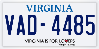 VA license plate VAD4485