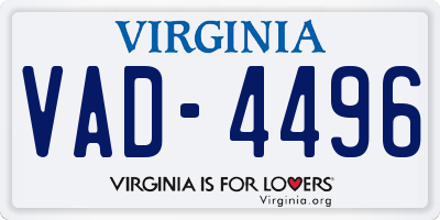 VA license plate VAD4496