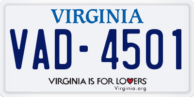 VA license plate VAD4501