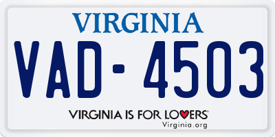 VA license plate VAD4503