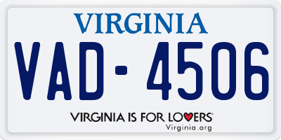 VA license plate VAD4506