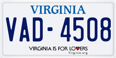 VA license plate VAD4508