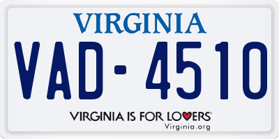 VA license plate VAD4510