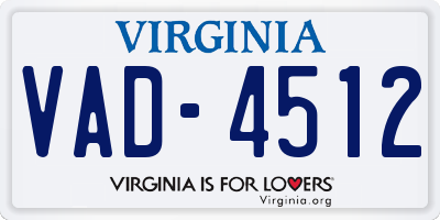 VA license plate VAD4512