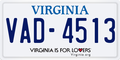 VA license plate VAD4513