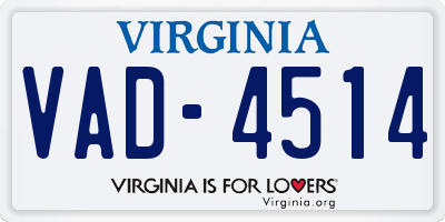 VA license plate VAD4514