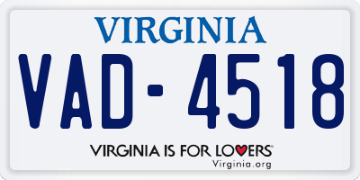VA license plate VAD4518