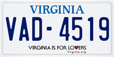 VA license plate VAD4519