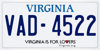 VA license plate VAD4522