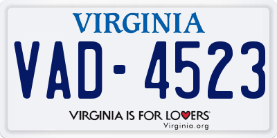 VA license plate VAD4523