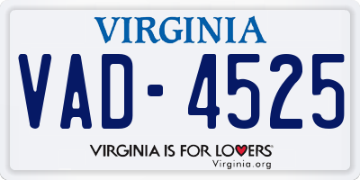 VA license plate VAD4525