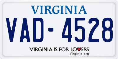 VA license plate VAD4528