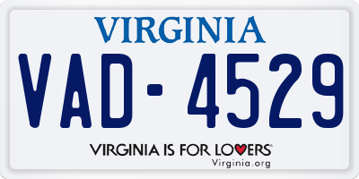VA license plate VAD4529