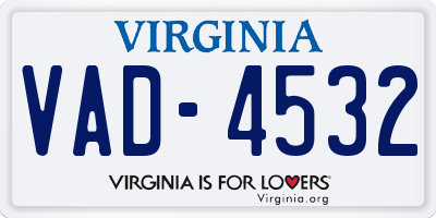 VA license plate VAD4532