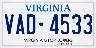 VA license plate VAD4533