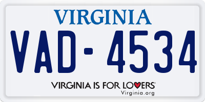 VA license plate VAD4534