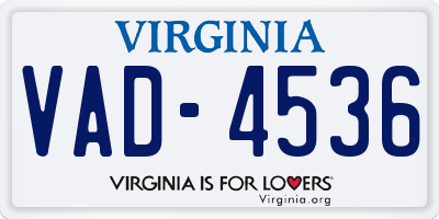 VA license plate VAD4536