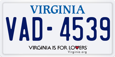 VA license plate VAD4539