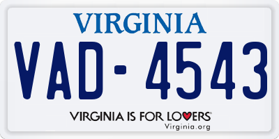 VA license plate VAD4543