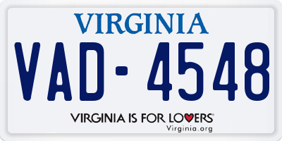 VA license plate VAD4548