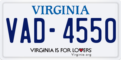 VA license plate VAD4550