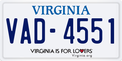 VA license plate VAD4551