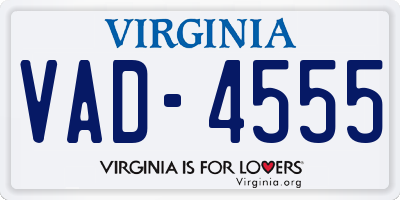 VA license plate VAD4555
