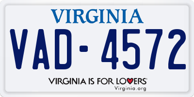 VA license plate VAD4572
