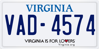 VA license plate VAD4574
