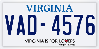 VA license plate VAD4576