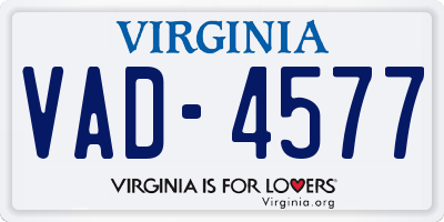 VA license plate VAD4577