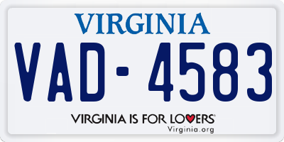 VA license plate VAD4583