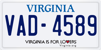 VA license plate VAD4589
