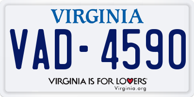 VA license plate VAD4590