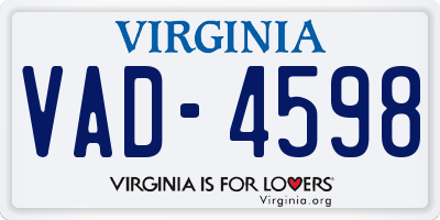 VA license plate VAD4598