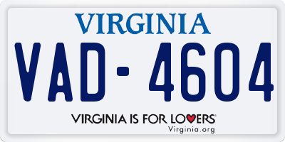 VA license plate VAD4604