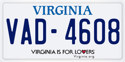 VA license plate VAD4608